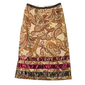 Neesh by Dar Anthropologie Pencil Skirt Women's Medium Boho Paisley Velvet Satin